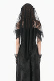 Gothic Dark-Wear Veil with Exotic Beaded Fringe AHW028