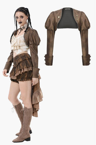 Steampunk Vintage Metal Detail Shoulder Cape BW164