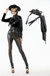 Asymmetric Punk Leather Shoulder Cape｜Zipper Collar & Strap-Laced Sleeve BW166