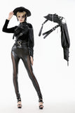 Asymmetric Punk Leather Shoulder Cape｜Zipper Collar & Strap-Laced Sleeve BW166