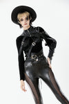 Asymmetric Punk Leather Shoulder Cape｜Zipper Collar & Strap-Laced Sleeve BW166