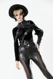 Asymmetric Punk Leather Shoulder Cape｜Zipper Collar & Strap-Laced Sleeve BW166