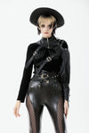 Asymmetric Punk Leather Shoulder Cape｜Zipper Collar & Strap-Laced Sleeve BW166