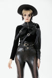 Asymmetric Punk Leather Shoulder Cape｜Zipper Collar & Strap-Laced Sleeve BW166