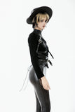 Asymmetric Punk Leather Shoulder Cape｜Zipper Collar & Strap-Laced Sleeve BW166
