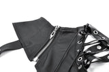 Asymmetric Punk Leather Shoulder Cape｜Zipper Collar & Strap-Laced Sleeve BW166