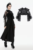 Gothic Lace Overlay Cape | Double Button Collar | Embroidered Lace Edging BW167