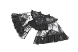 Gothic Lace Overlay Cape | Double Button Collar | Embroidered Lace Edging BW167