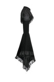 Gothic Revival Velvet Shrug with High Neck, Lace-Cutout Shoulders and Flared Ruffle Sleeves BW172