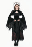 Gothic Revival Velvet Shrug with High Neck, Lace-Cutout Shoulders and Flared Ruffle Sleeves BW172