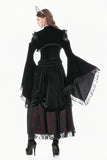 Gothic Revival Velvet Shrug with High Neck, Lace-Cutout Shoulders and Flared Ruffle Sleeves BW172