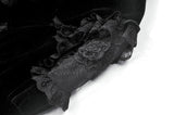 Gothic Revival Velvet Shrug with High Neck, Lace-Cutout Shoulders and Flared Ruffle Sleeves BW172