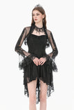 Gothic Romantic Mesh Bolero with Ruffled High Neck and Bell Sleeves BW180