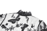 Gothic  Ruffled Butterfly Embroidery Sheer Lace Bolero BW181