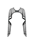 Tech-Punk Elastic Mesh Shrug with Metallic Buckle and Lattice Cutout Sleeves BW182