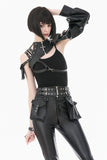 Fallen Stigmata Gothic Punk Cross Zipper One-Sleeve Leather Harness Top BW178