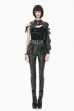 Fallen Stigmata Gothic Punk Cross Zipper One-Sleeve Leather Harness Top BW178