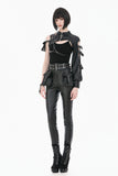 Fallen Stigmata Gothic Punk Cross Zipper One-Sleeve Leather Harness Top BW178