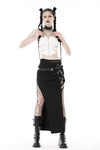 Punk white rib-chain zipper corset CW041