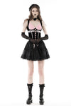 Doll black pink rose sexy lace up corset CW052