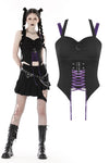 Punk rock moon violet lace up arrow halter corset CW056
