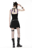 Punk rock moon violet lace up arrow halter corset CW056