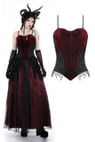 Gothic blood velvet wrap tasseled corset CW070