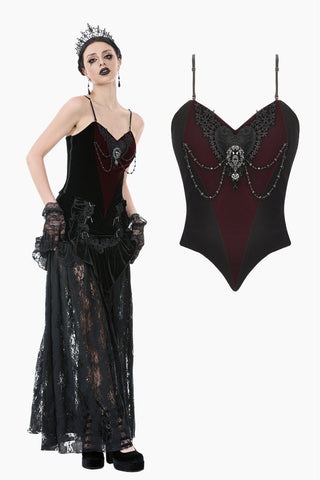 Romantic Heart Velvet Corset with Jewel Chains CW092