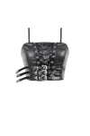 Punk Belted Corset Top with Grommet Lace-Up and Metal Detail CW095