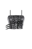 Punk Belted Corset Top with Grommet Lace-Up and Metal Detail CW095
