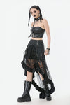 Punk Belted Corset Top with Grommet Lace-Up and Metal Detail CW095