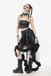 Punk Belted Corset Top with Grommet Lace-Up and Metal Detail CW095