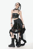 Punk Belted Corset Top with Grommet Lace-Up and Metal Detail CW095