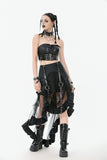 Punk Belted Corset Top with Grommet Lace-Up and Metal Detail CW095