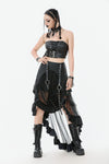 Punk Belted Corset Top with Grommet Lace-Up and Metal Detail CW095