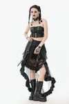 Punk Belted Corset Top with Grommet Lace-Up and Metal Detail CW095