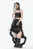 Punk Belted Corset Top with Grommet Lace-Up and Metal Detail CW095