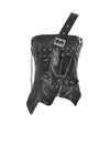 Punk-Inspired Leather Corset with Side Zipper, Eyelet Lacing and Waist Belt CW096