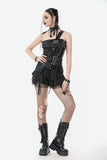 Punk-Inspired Leather Corset with Side Zipper, Eyelet Lacing and Waist Belt CW096