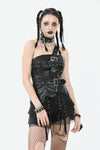 Punk-Inspired Leather Corset with Side Zipper, Eyelet Lacing and Waist Belt CW096