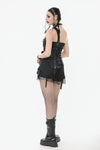 Punk-Inspired Leather Corset with Side Zipper, Eyelet Lacing and Waist Belt CW096