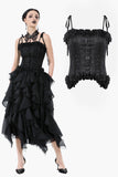 Elegant Floral Jacquard Bustier with Lace & Rose Detail CW097