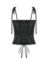 Elegant Floral Jacquard Bustier with Lace & Rose Detail CW097