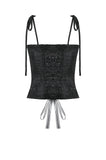 Elegant Floral Jacquard Bustier with Lace & Rose Detail CW097