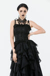 Elegant Floral Jacquard Bustier with Lace & Rose Detail CW097