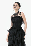 Elegant Floral Jacquard Bustier with Lace & Rose Detail CW097