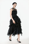 Elegant Floral Jacquard Bustier with Lace & Rose Detail CW097