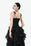 Elegant Floral Jacquard Bustier with Lace & Rose Detail CW097