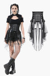 Industrial Grommet Lace-Up High-low Corset with Mesh Hem CW098