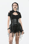 Industrial Grommet Lace-Up High-low Corset with Mesh Hem CW098